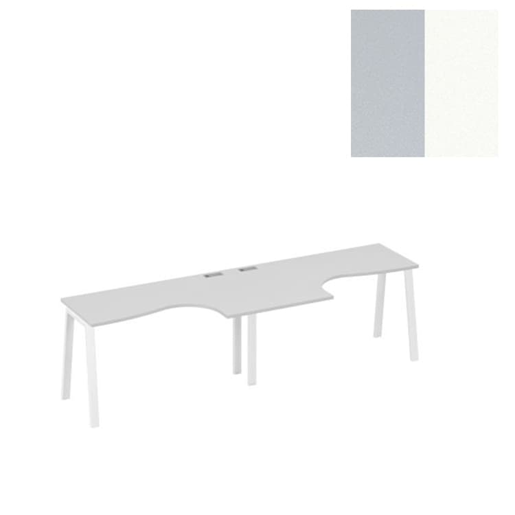Рабочая станция Юнитекс А4 Классика (2х140) каркас TRE 	А4 Б3 033-2 СЕ (280x90x75) серый/металлокаркас белый