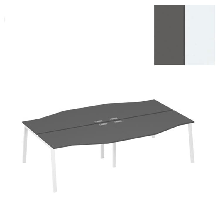 Рабочая станция Юнитекс А4 на металлокаркасе UNO из столов Техно (4х140) А4 Б1 190-2 АР (280x184x75) антрацит премиум/металлокаркас белый
