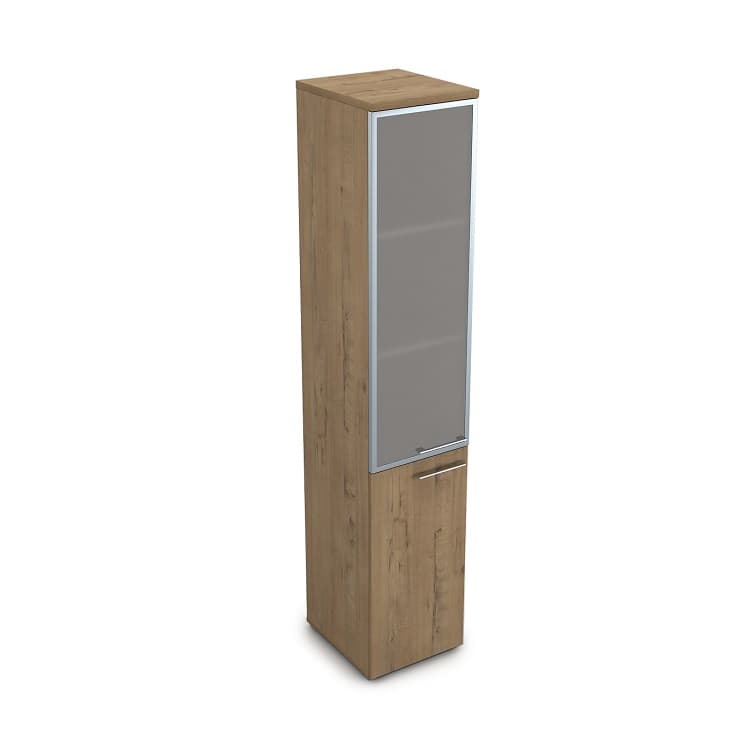 Шкаф пенал АЛСАВ Gloss line 9НП.005.19Л teakwood/металл глянец