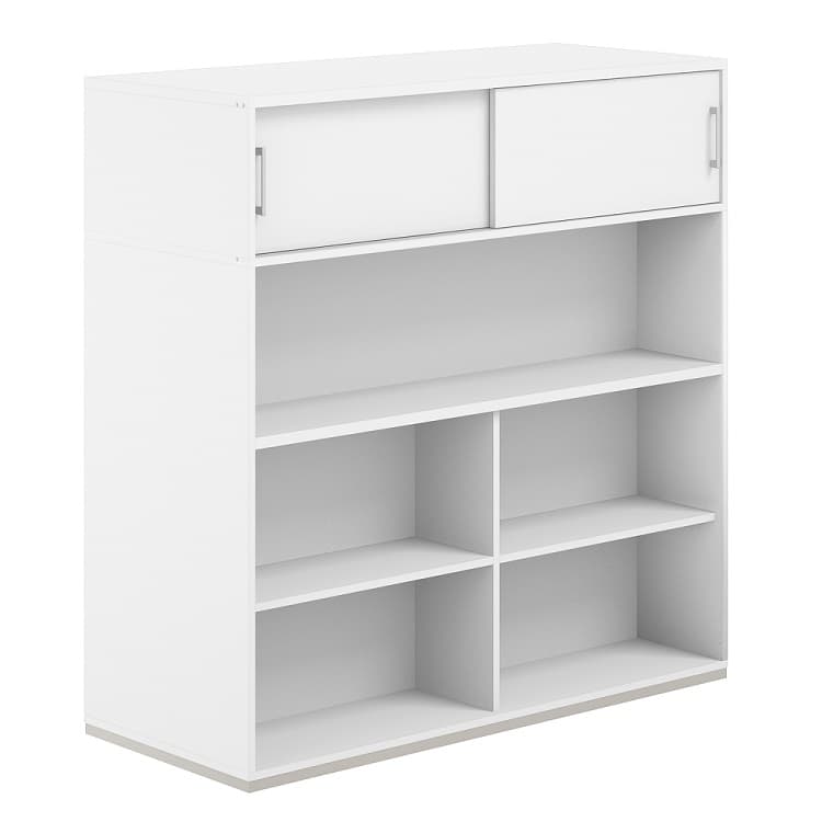 Стеллаж-комбо 1438 двухсторонний Norden Allegro AG.255.110.675.WH с антресолью и с экраном ЛДСП