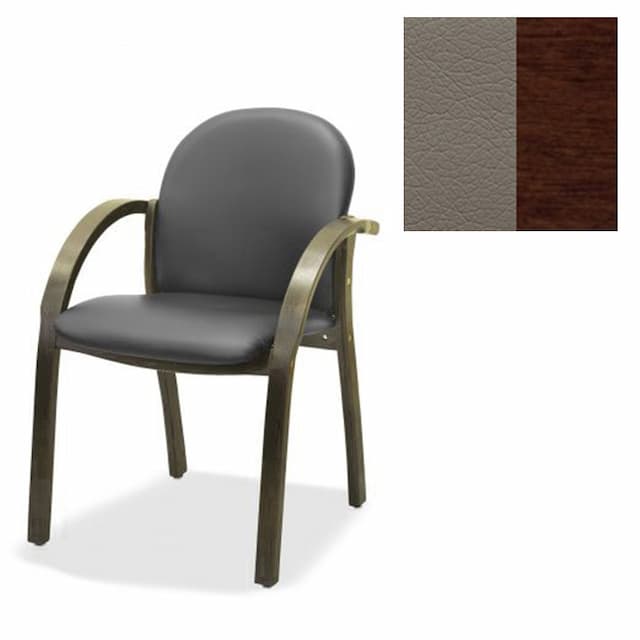 Офисный стул Юнитекс Джуно люкс экокожа премиум серо-коричневая CN6/дерево-орех гамильтон