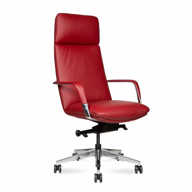 Кресло офисное Norden Neo HD-2218H red (красная кожа/алюминиевая база)