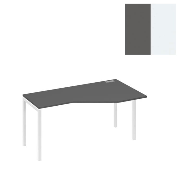 Стол эргономичный правый Юнитекс А4 "Техно" на металлокаркасе DUE А4 Б2 056 АР (160x90x75) антрацит премиум/металлокаркас белый