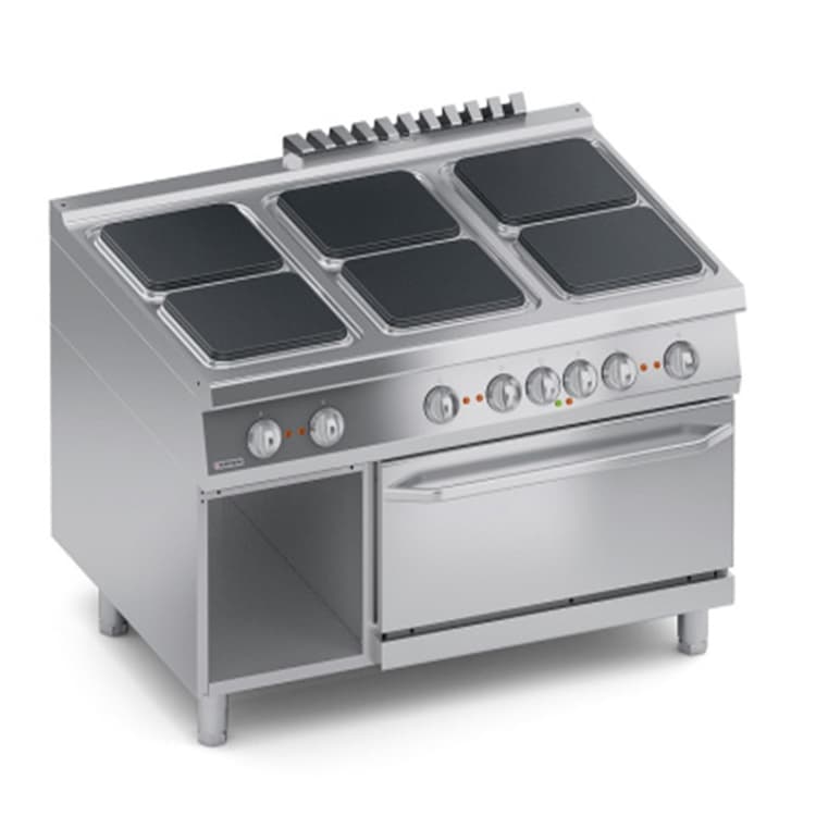 Плита VEROTERM VT4CUEP15FF 6 конфорочная 900 серии с открытым и духовым шкафом