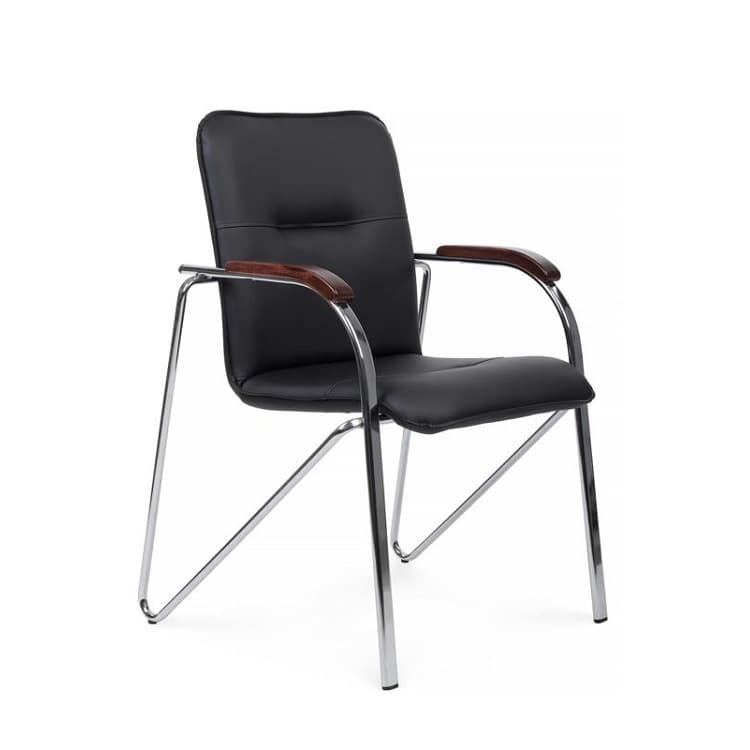 Стул с деревянными подлокотниками Riva Chair Самба (SMB-02H хром гальв.) черный