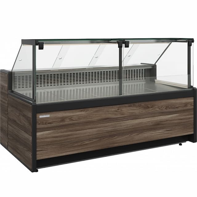 Витрина холодильная, газлифт Carboma BAVARIA 3 GC111 SV 2,5-1 без боковин (Темный дуб)