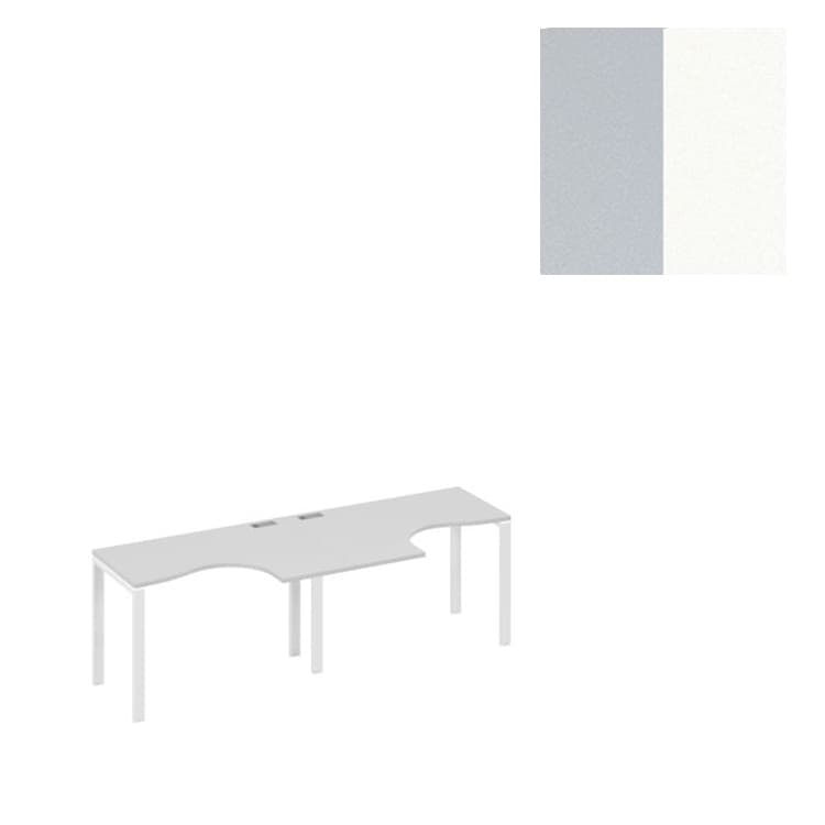 Рабочая станция Юнитекс А4 UNO (2х120) столы Классика эргономичные А4 Б1 031-2 СЕ (240x90x75) серый/металлокаркас белый
