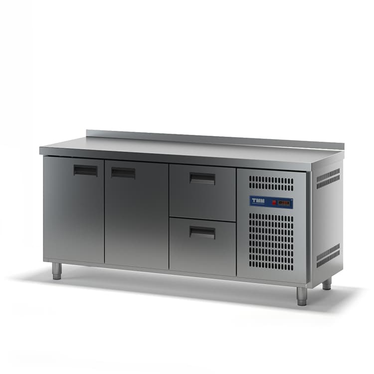 Стол холодильный ТММ СХСБ-К-2/2Д-2Я (с бортом)(1835х600х870)