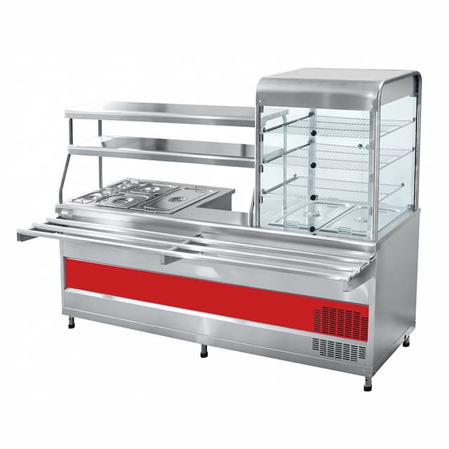 Прилавок-витрина холодильный мармитный универсальный Abat ПВХМ-70-01КМУ
