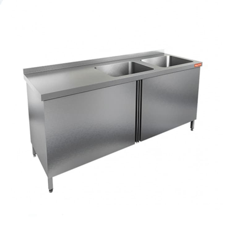 Стол производственный с распашными дверцами и моечными ваннами Hicold НСЗ2М-17/7БП