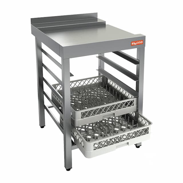Стол выходной правый для посудомоечной машины Hicold НСДПМ-6/7,4БП