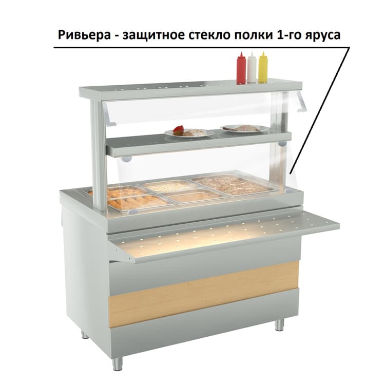 Защитное стекло ATESY Ривьера полки 1-го яруса  (1500мм)